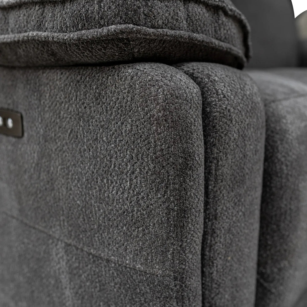 Gray textured fabric surface with a close-up view