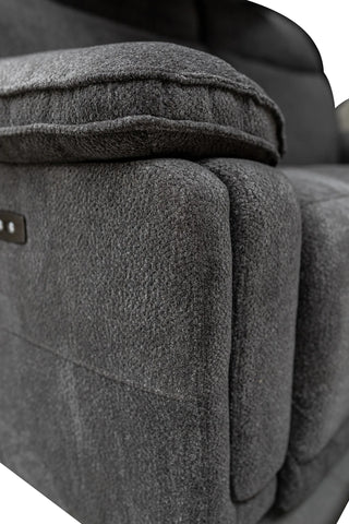 Gray textured fabric surface with a close-up view