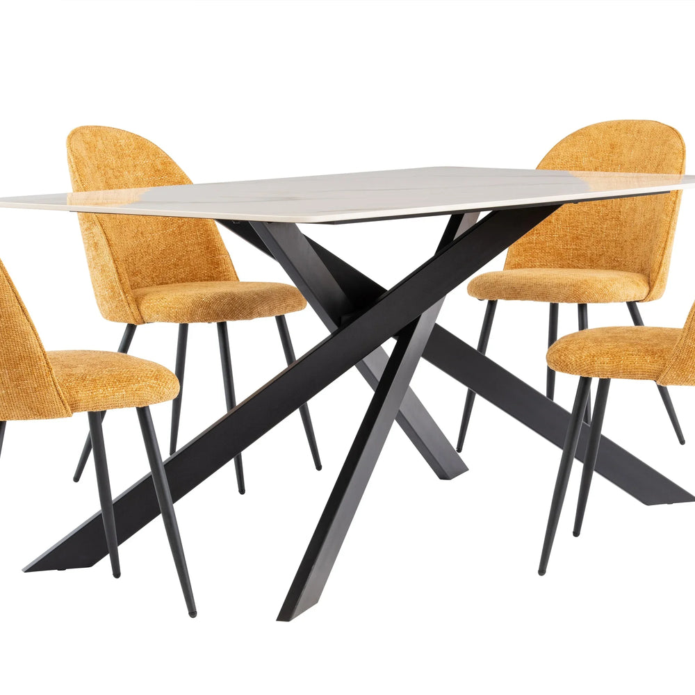 Elegant 1.6m Gold and Black Dining Table for Stylish Interiors