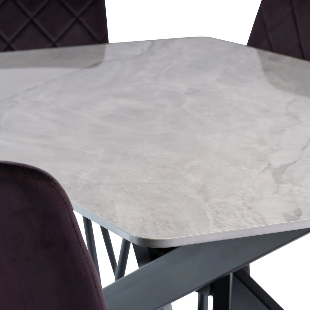 Stylish 1.6m Grey Dining Table with Black Legs - Modern Furniture