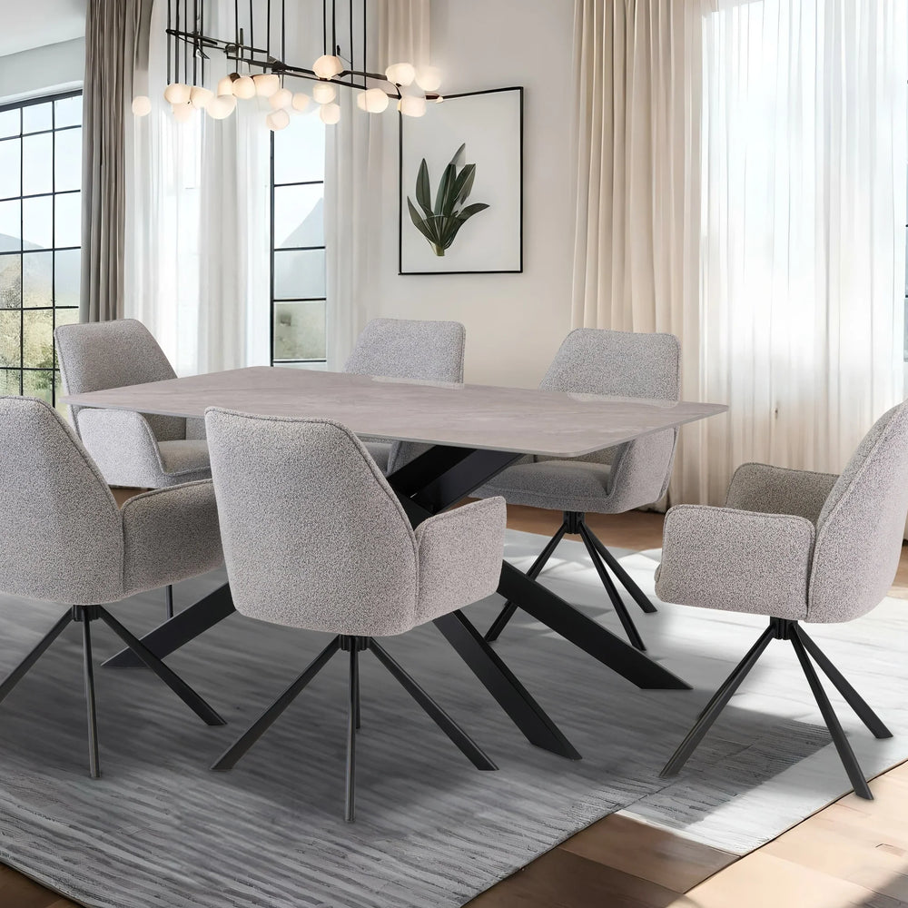 Stylish 1.6m Grey Dining Table with Black Legs - Modern Furniture