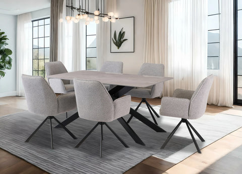 Stylish 1.6m Grey Dining Table with Black Legs - Modern Furniture