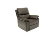A dark brown leather recliner chair with a high back and padded armrests, shown from a three-quarter angle on a solid white background.