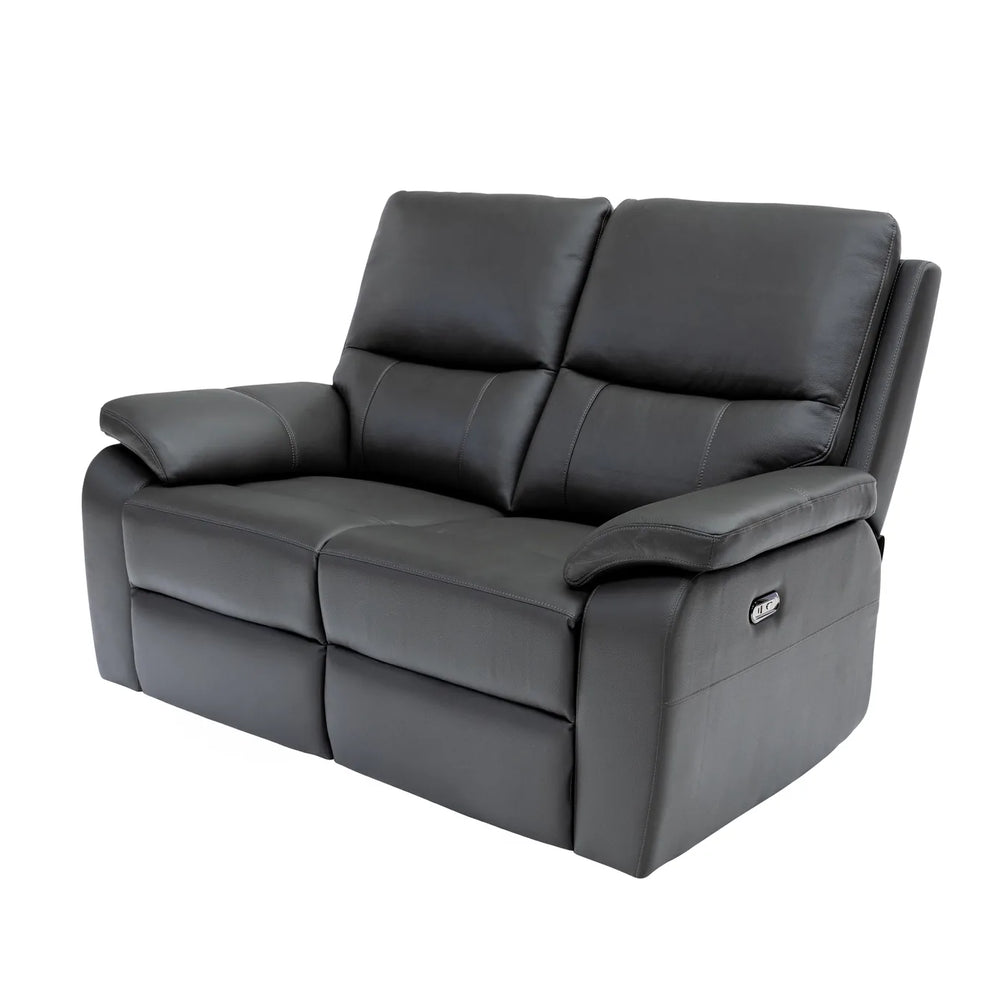 Black leather recliner sofa on a white background