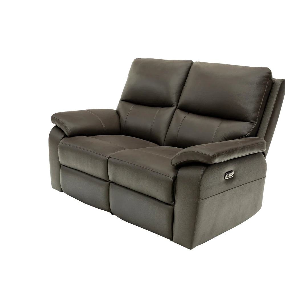 Brown leather recliner sofa on a white background