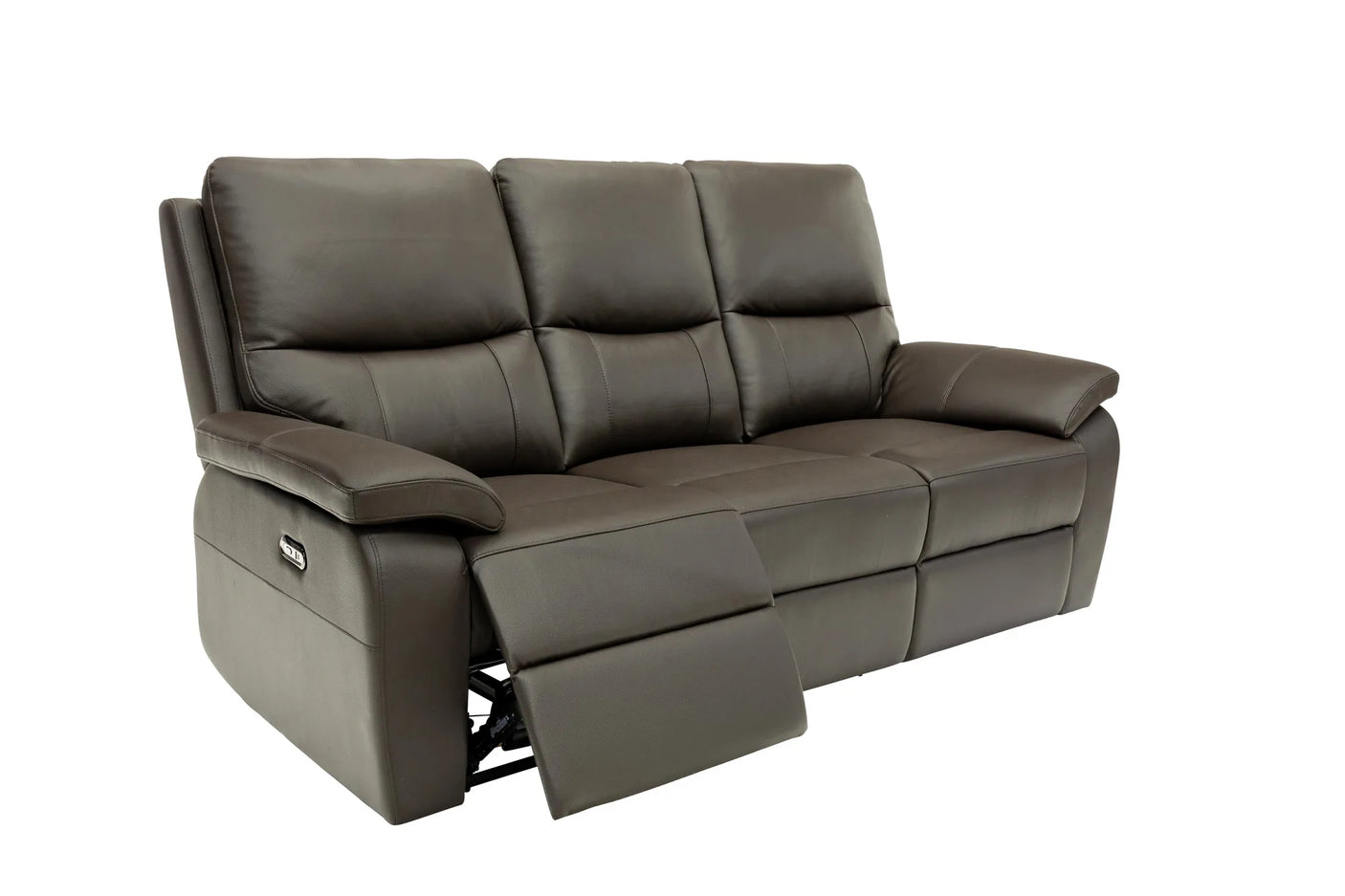 Gray reclining sofa on a white background