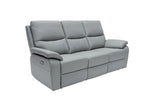 Gray sofa with reclining feature on a white background