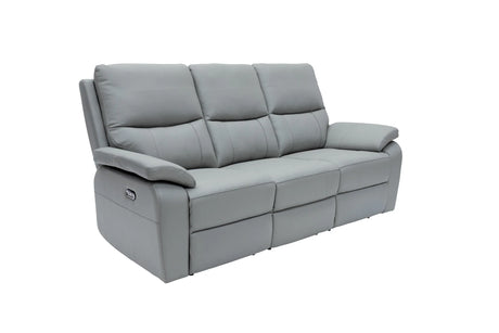 Gray sofa with reclining feature on a white background