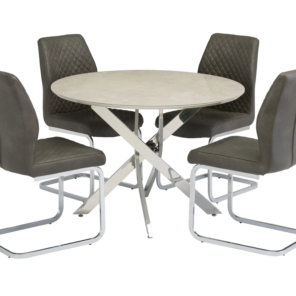 Stylish 1.07m Round Dining Table with Chrome Legs for Modern Homes