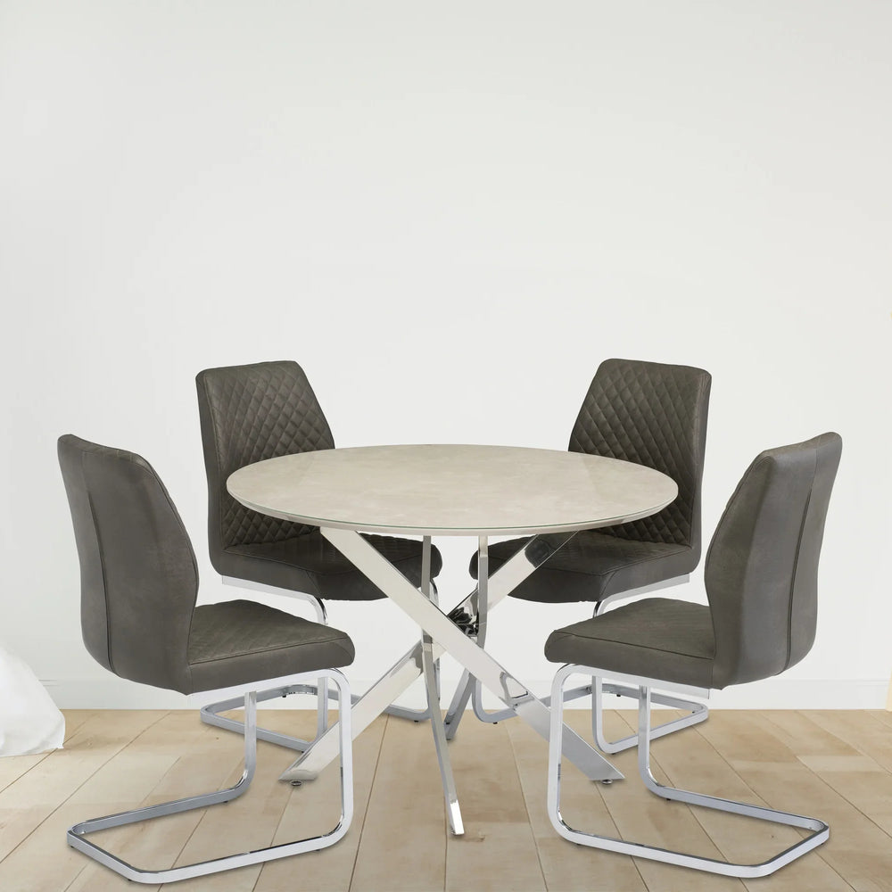 Stylish 1.07m Round Dining Table with Chrome Legs for Modern Homes