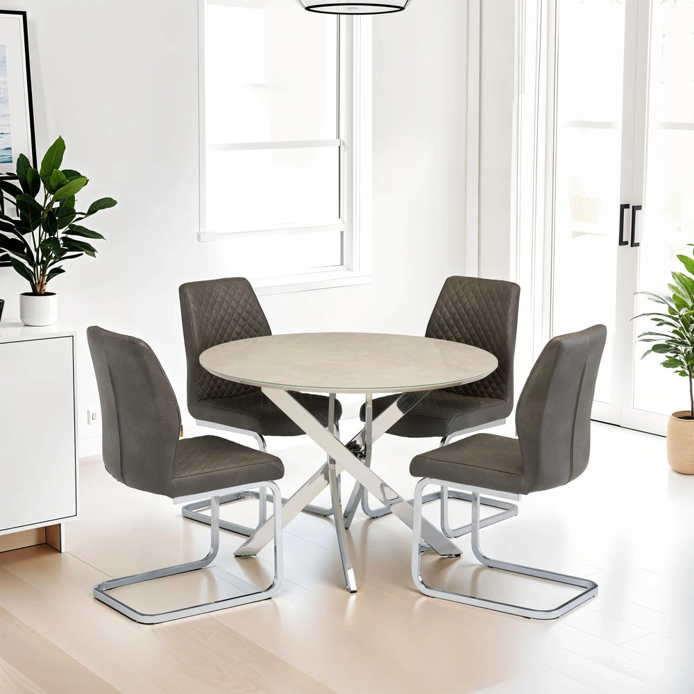 Stylish 1.07m Round Dining Table with Chrome Legs for Modern Homes