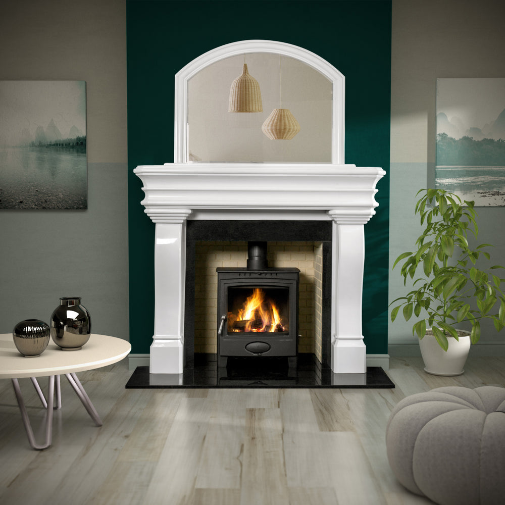 Arch Overmantle In Honed Polar White