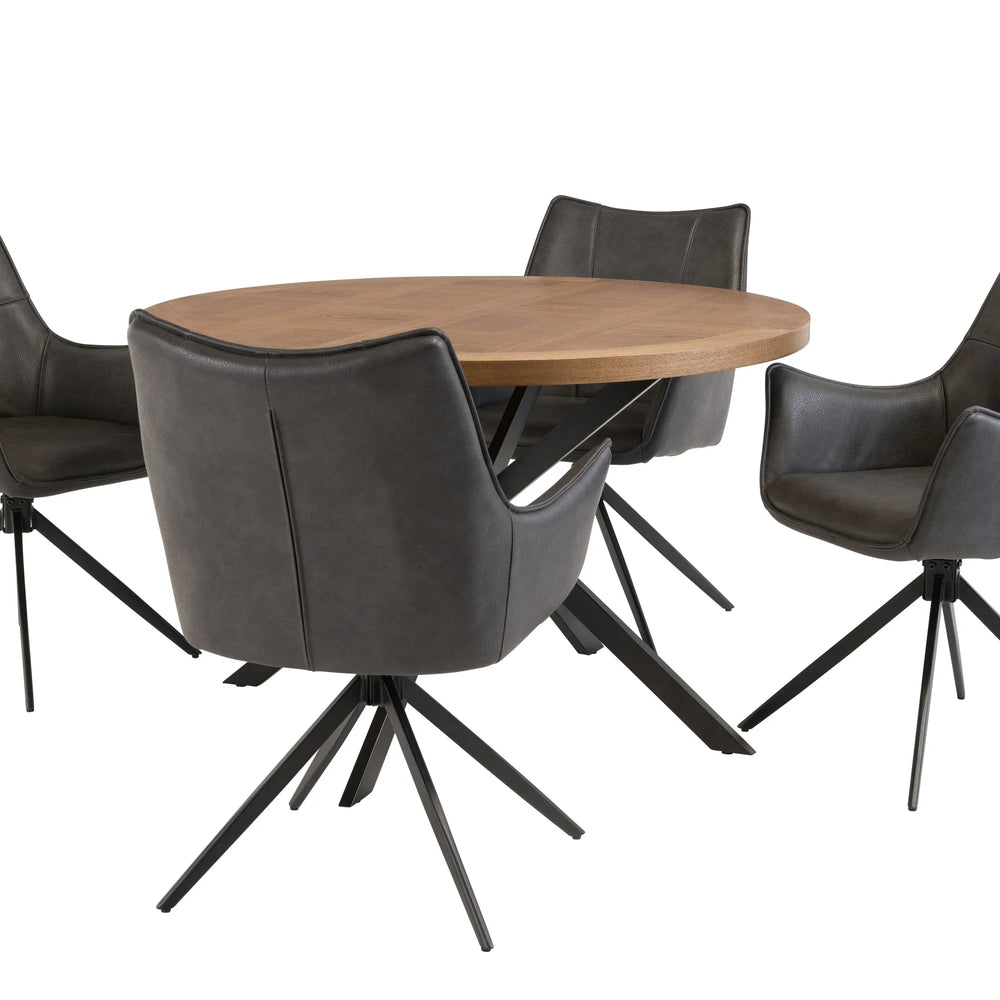 1.2m Round Medium Oak Veneer Dining Table - Stylish & Modern Design