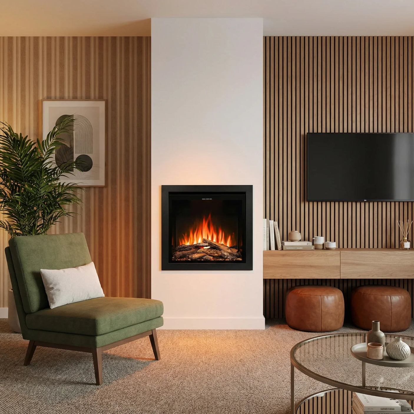 10 flame colors and fuel bed colors on Ezee Glow E-Kinsale electric stove.
