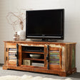 Coastal TV cabinet made from reclaimed wood, fully assembled and eco-friendly
