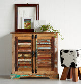 Coastal 2 door sideboard made from reclaimed wood, fully assembled