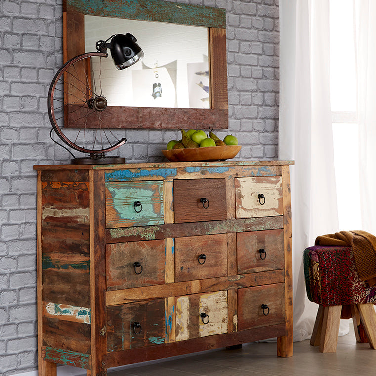 Coastal 4 Drawer Chest made from reclaimed wood, fully assembled