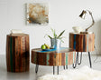 Coastal Drum Coffee Table made from reclaimed wood, fully assembled