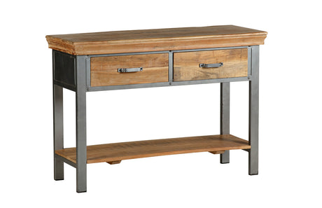 Metropolis Industrial 2 Drawer Console Table made of acacia wood