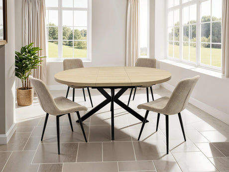 Light Oak Round Extending Dining Table - 1.2m to 1.6m Capacity