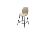 Beige bar stool with black metal legs on a white background