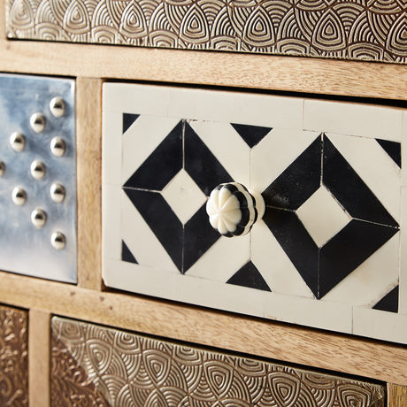 Sorio 14 Drawer Chest made from reclaimed wood, fully assembled