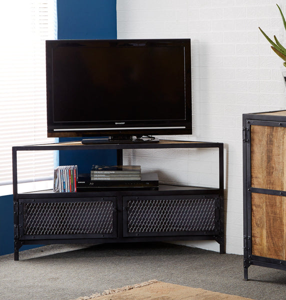Ascot Corner TV Unit made from up-cycled reclaimed industrial wood