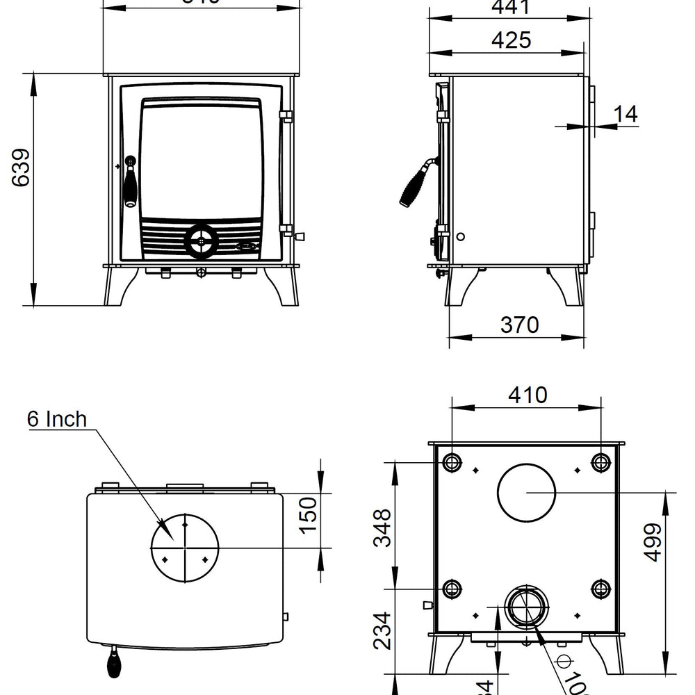 Druid 12kW Boiler (Eco) - Technical Drawing