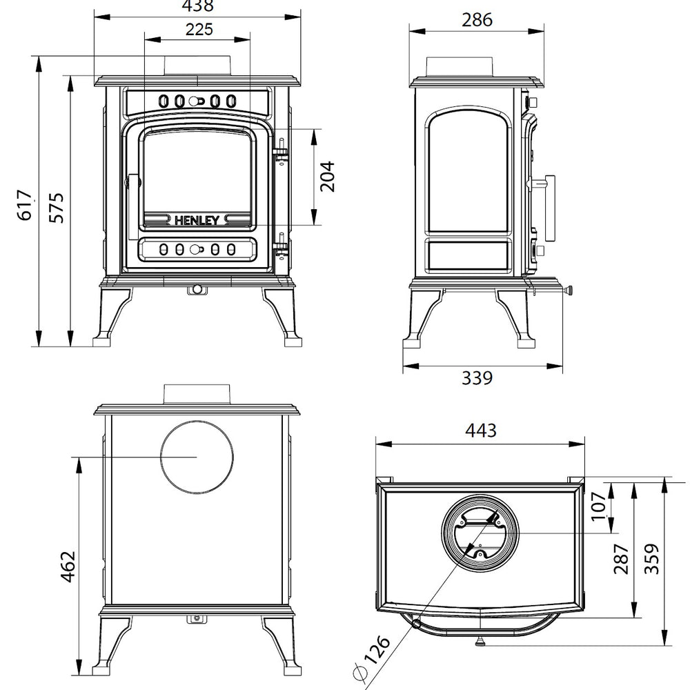 Dunloe 5kW Mutli Fuel (Eco) - Technical Drawing