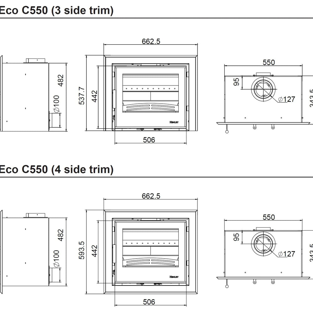 Eco C550 6.9kW Multi Fuel (Eco) - Technical Drawing
