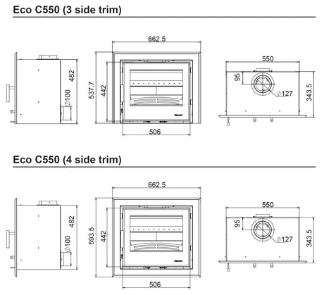 Eco C550 6.9kW Multi Fuel (Eco) - Technical Drawing