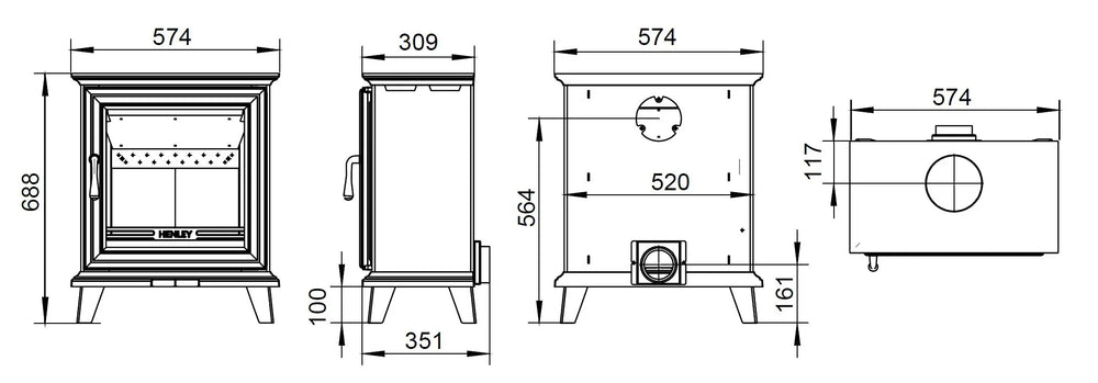 Elmwood 6.7kW Multi Fuel (Eco) - Technical Drawing