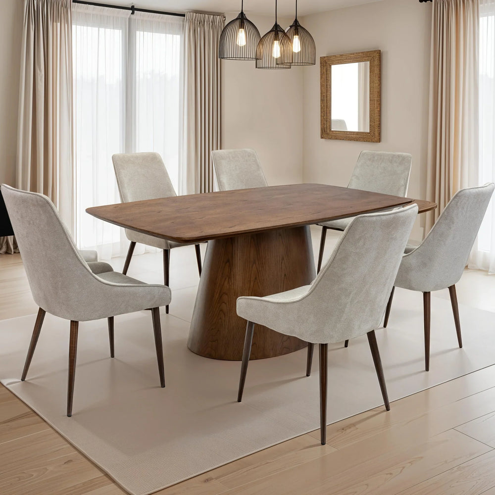 Elegant 1.8m Chestnut Oak Veneer Dining Table for Stylish Interiors