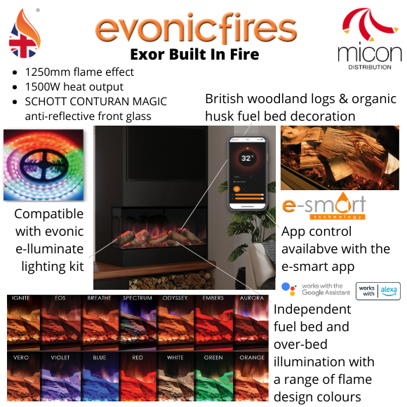 Evonic Halo 1250 XT / Exor XT Built In Electric Fire