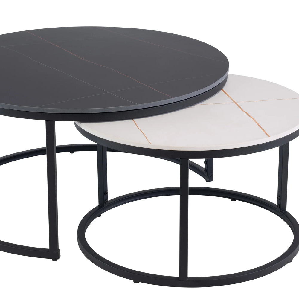 Stylish Black and White Round Coffee Table Set for Modern Living Rooms