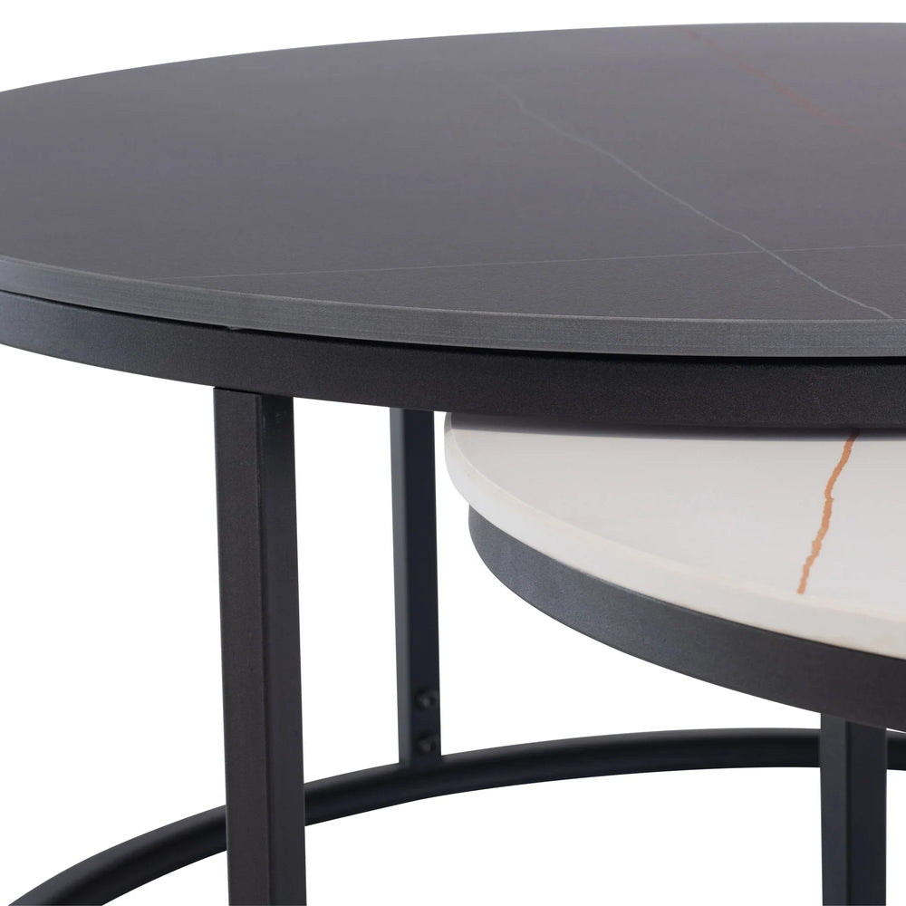 Stylish Black and White Round Coffee Table Set for Modern Living Rooms