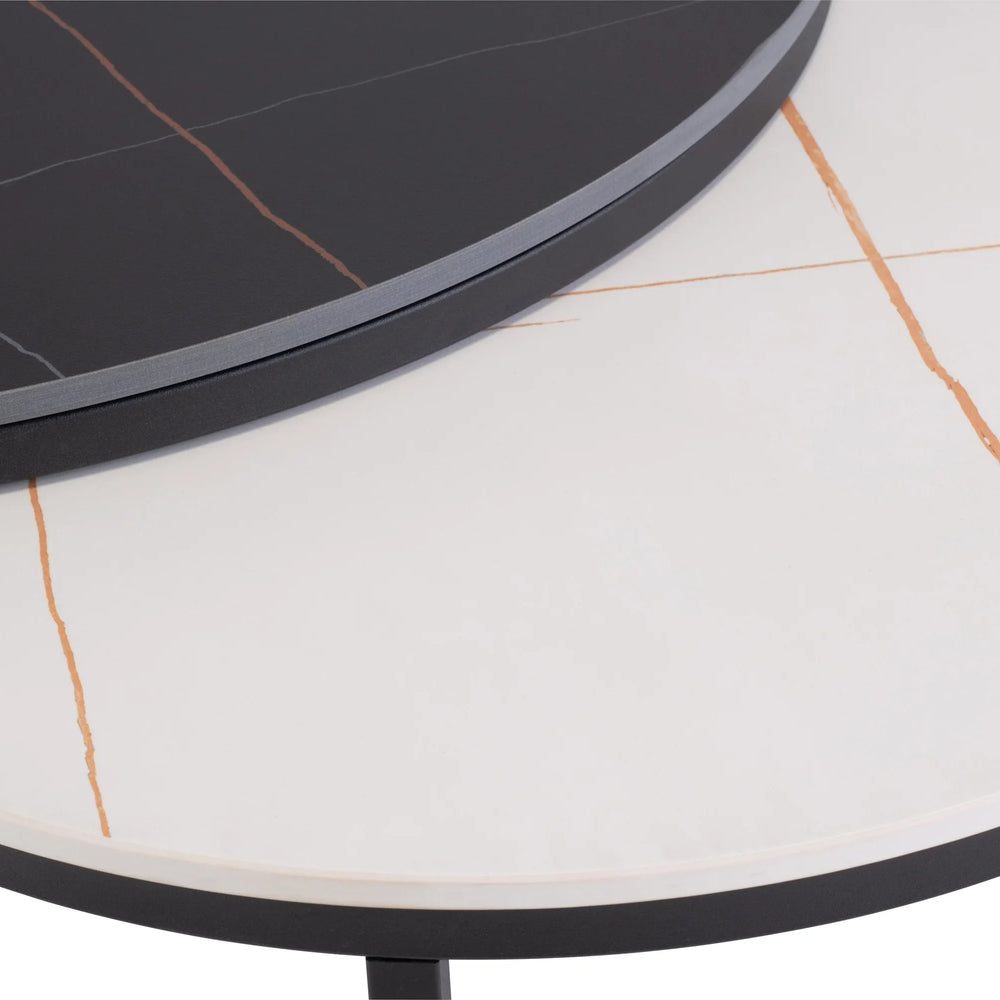 Stylish Black and White Round Coffee Table Set for Modern Living Rooms