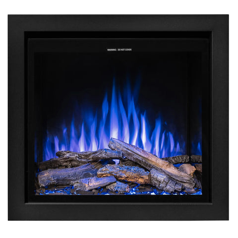 Electric stove displaying 10 flame and fuel bed colors for Ezee Glow E-Kinsale model.