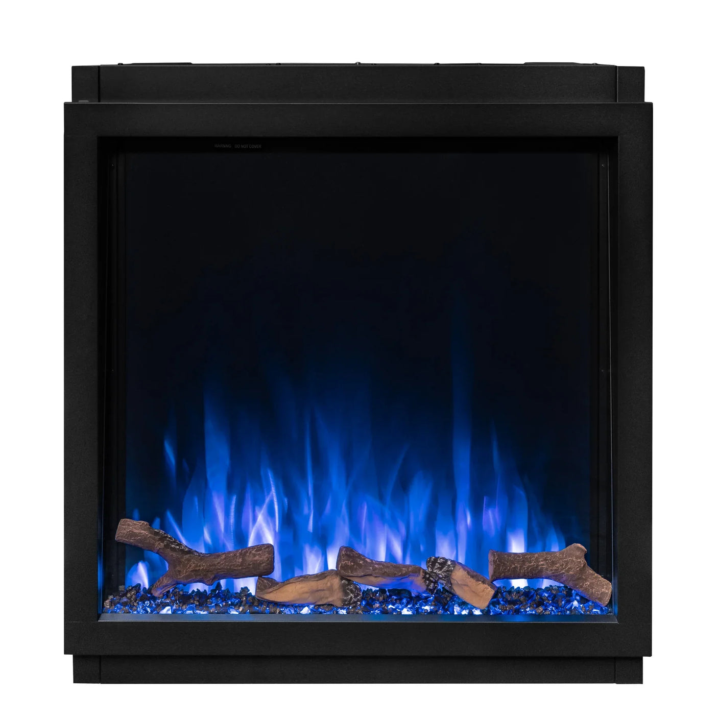 Modern electric fireplace, Ezee Glow Celestial 750 Built In Fire, with glowing flames.