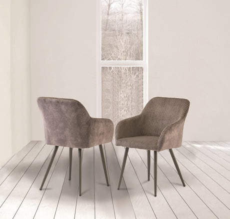 Stylish Grey Corduroy & Velvet Mix Dining Chair with Grey Legs