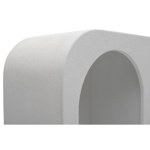 Geo tall geometric bookcase in white, showcasing modern boho design and textured finish