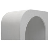 Geo tall geometric bookcase in white, showcasing modern boho design and textured finish