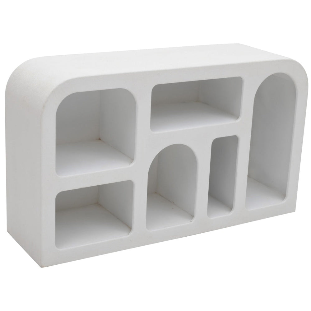 Geo Geometric Medium Sideboard in white MDF with open storage