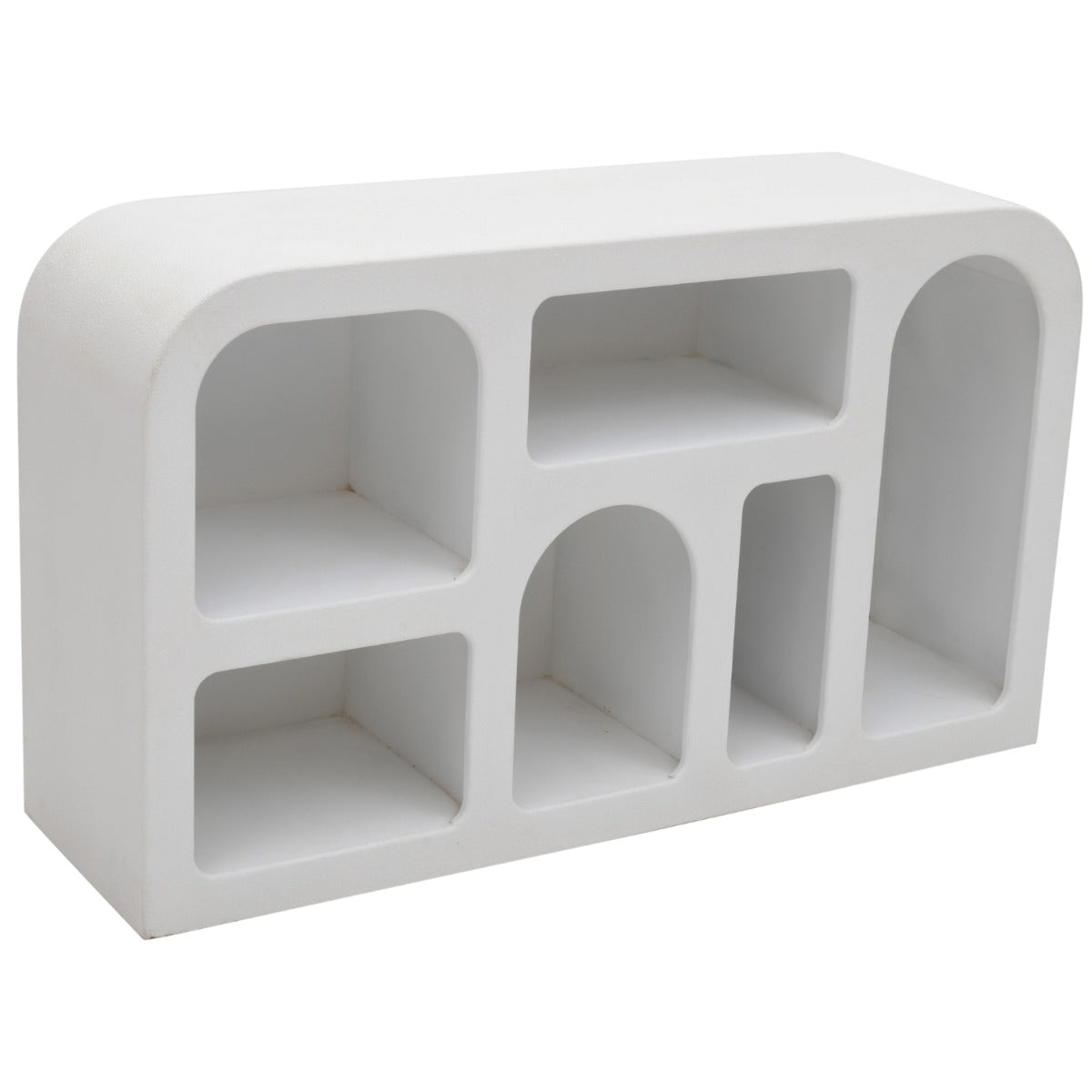 Geo Geometric Medium Sideboard in white MDF with open storage