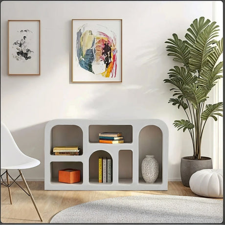 Geo Geometric Medium Sideboard in white MDF with open storage