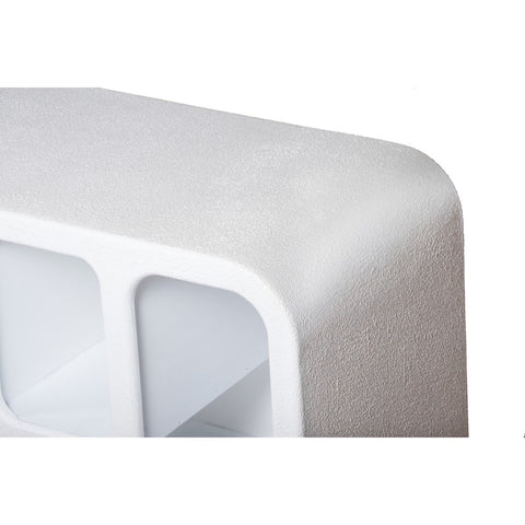 Geo geometric large TV cabinet in white MDF with open storage