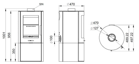 Geneva Logstore 5kW Wood Burning (Eco) - Technical Drawing