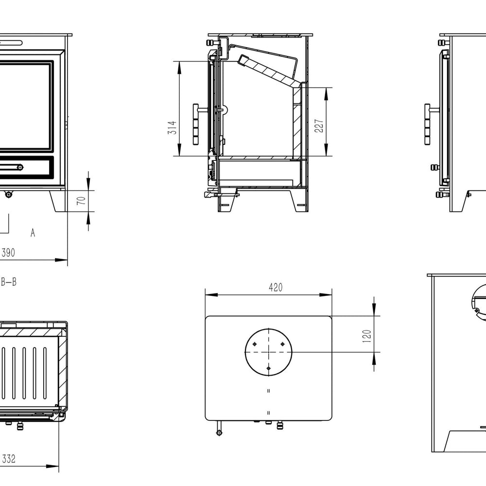 Glenwood 5kW Multi Fuel (Eco) - Technical Drawing