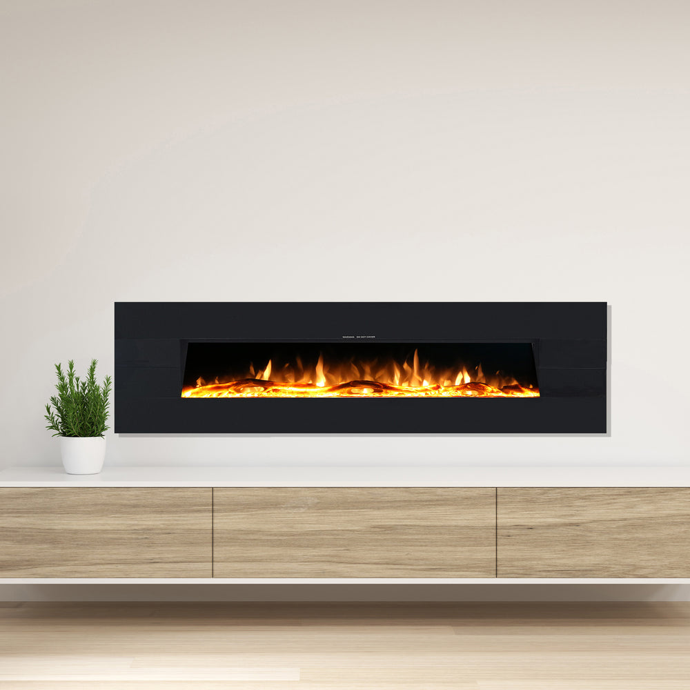 Ezee Glow 60" Grand Zara Black Wall Hung Fire