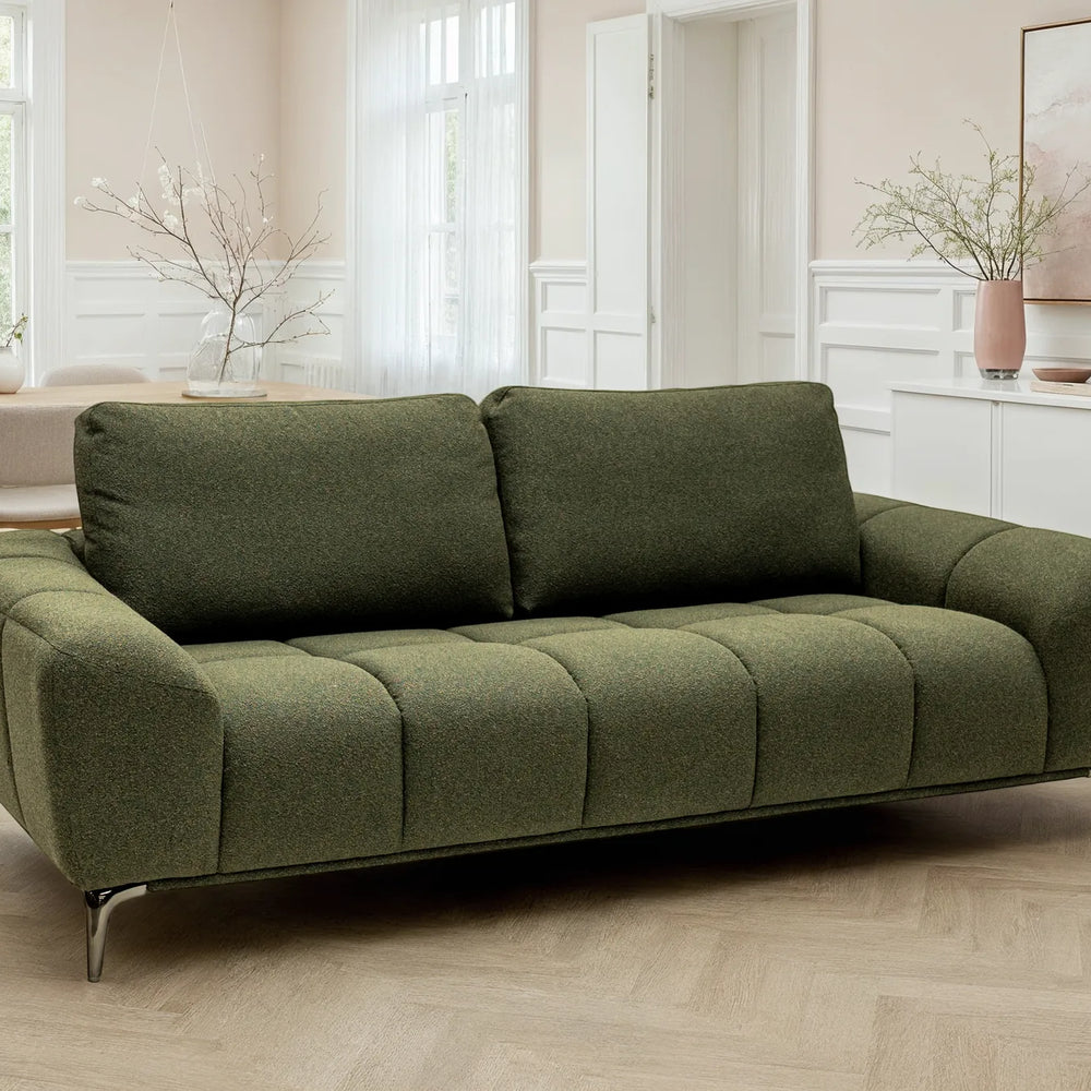Hallie Fabric 3 Seater - Green